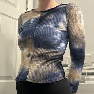 Blue and Gray Long Sleeve Top